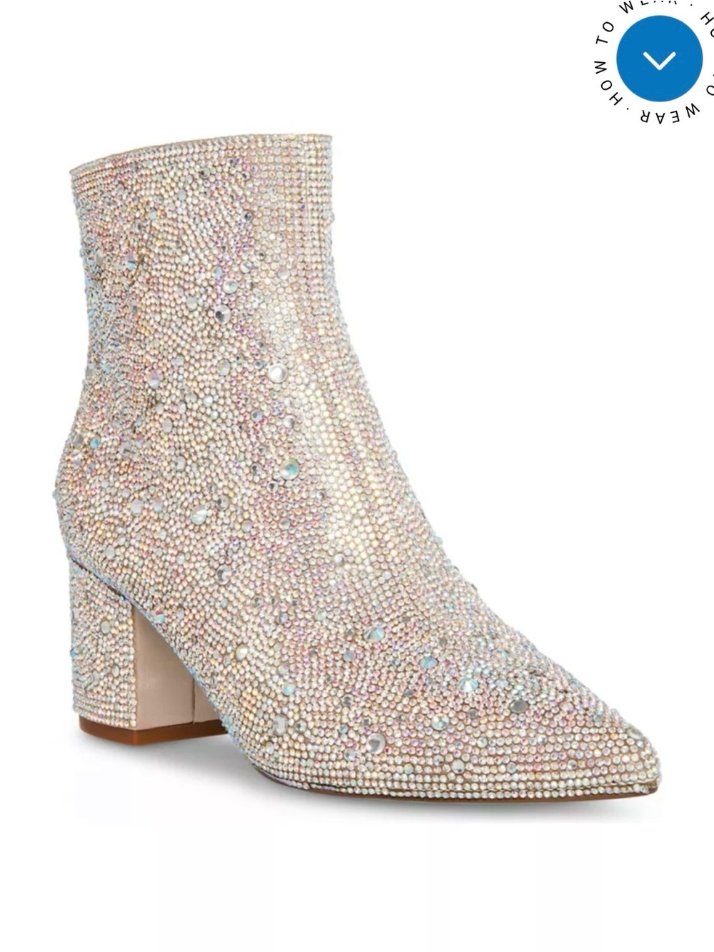 Betsey Johnson Iridescent Crystal Embellished Kyla   Boot 7.5